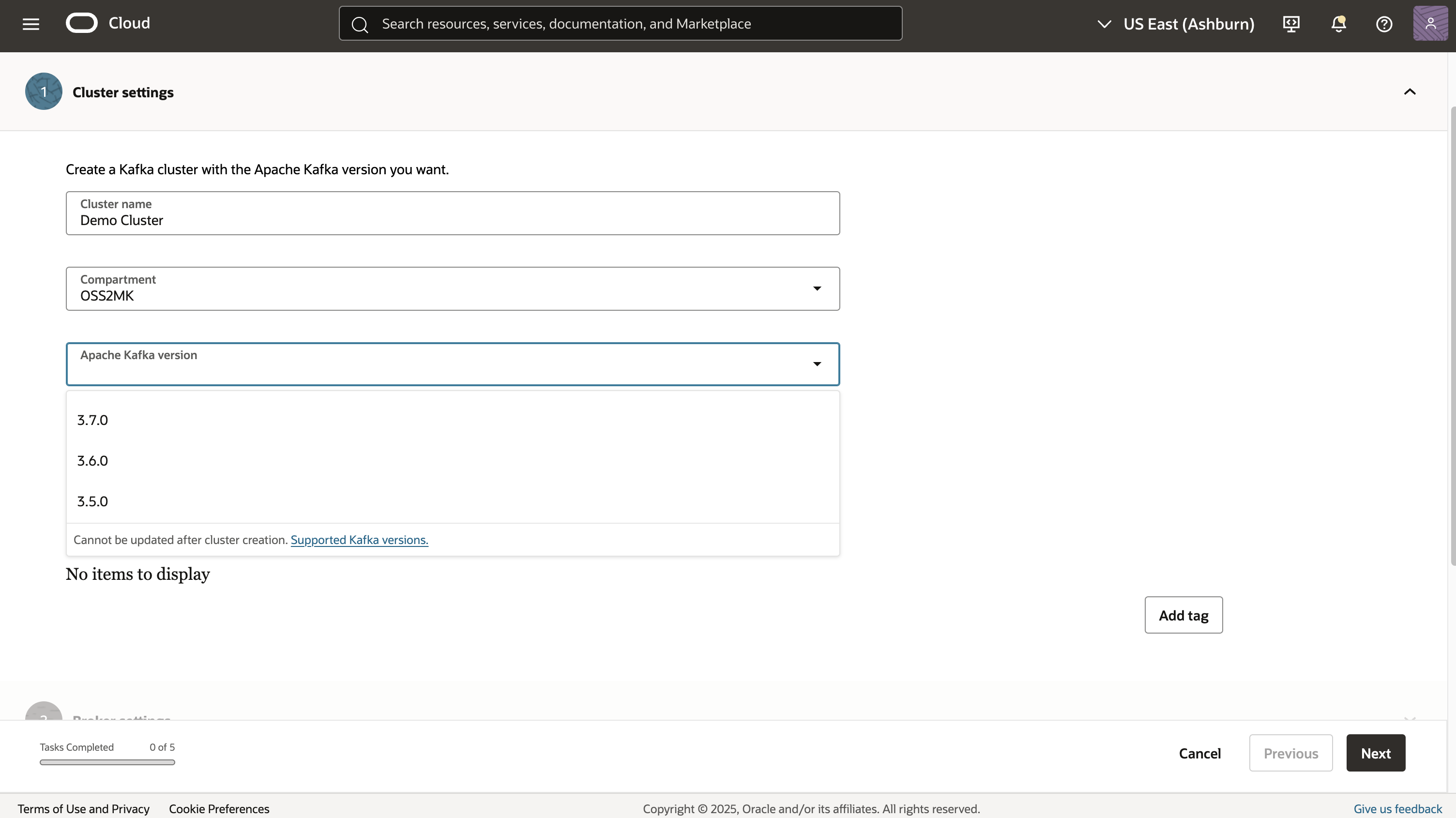 configure kafka cluster details