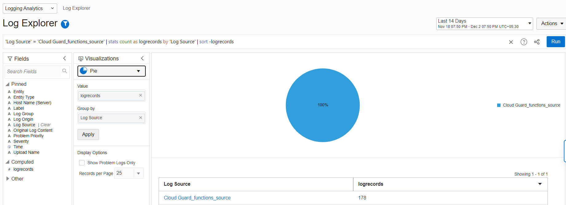 A screenshot of the Log Explorer in Logging Analytics.