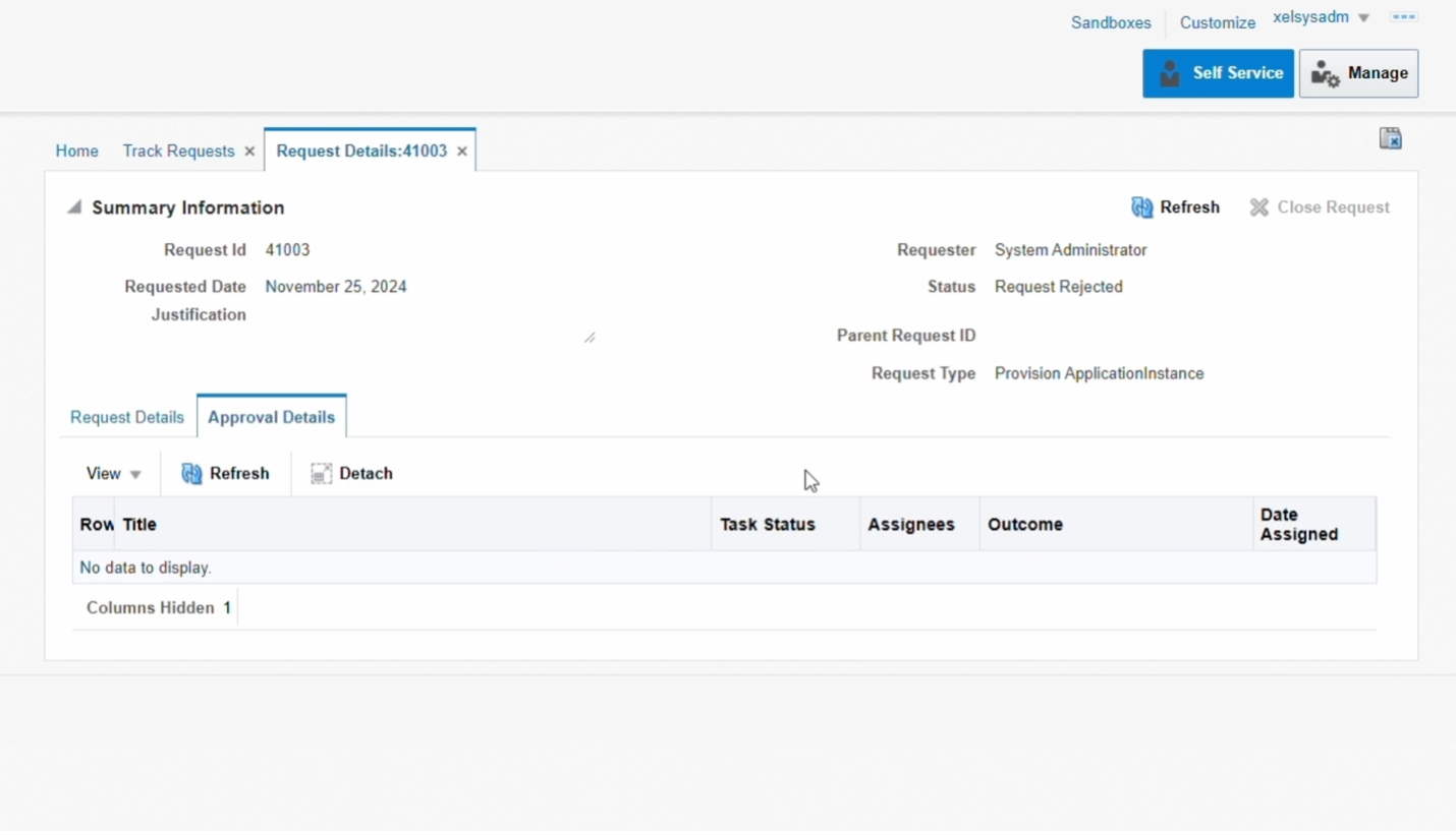 Request details for a license.