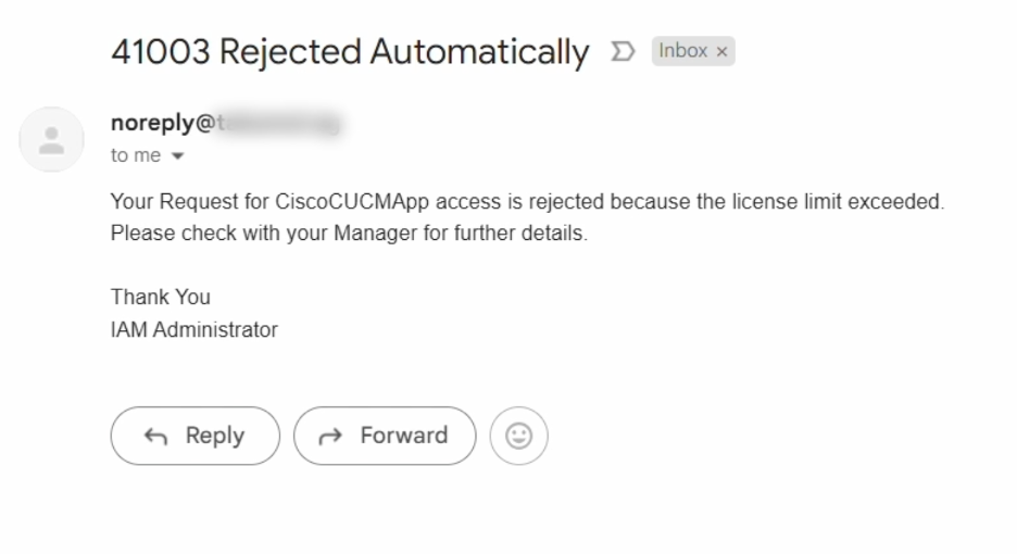 Email to notify of an automatic rejection.