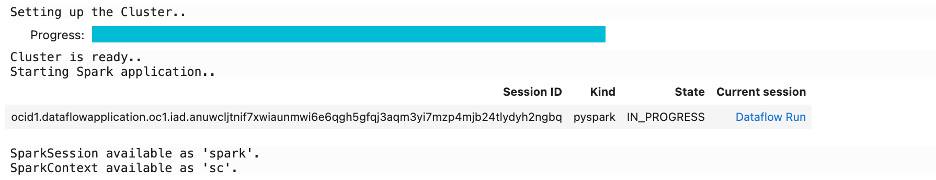 A screenshot of the code setting up the cluster and Spark application.