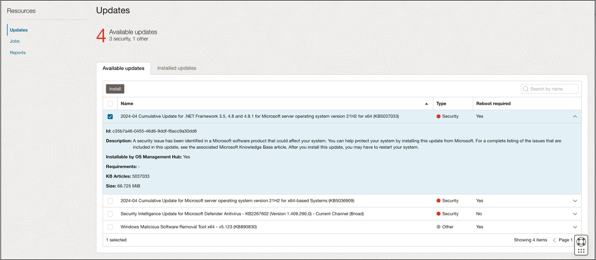 OS Management Hub Windows update