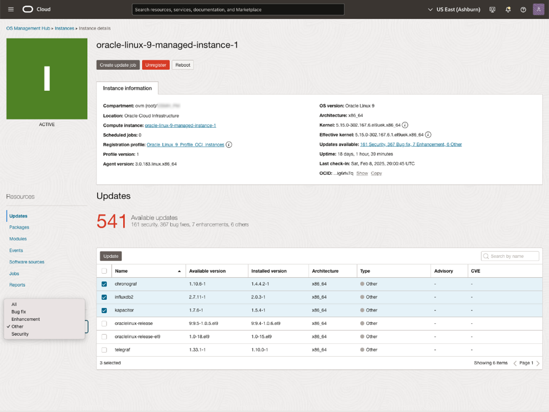 Updating instances using packages from a third-party software source.