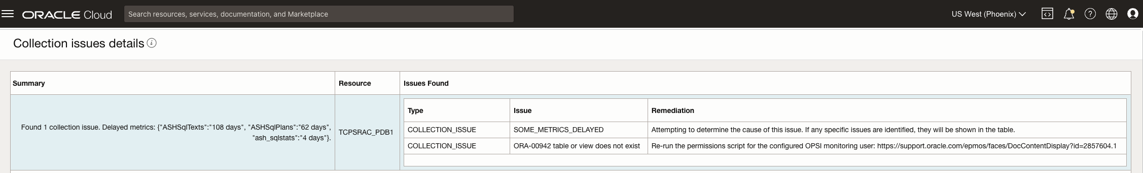 database diagnostic metrics