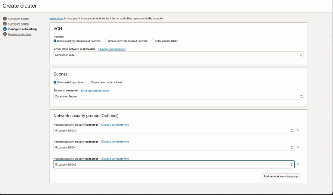 Cluster NSG Interface