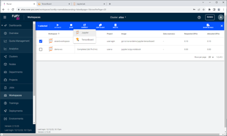 Running a Jupyter notebook in a workspace