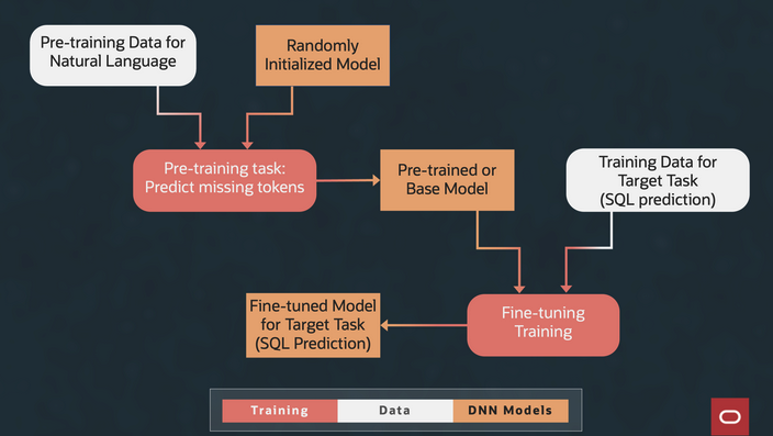 A graphic depicting the networking map for pretraining and finetuning a model.
