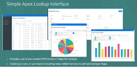Example APEX reports on a lookup interface.