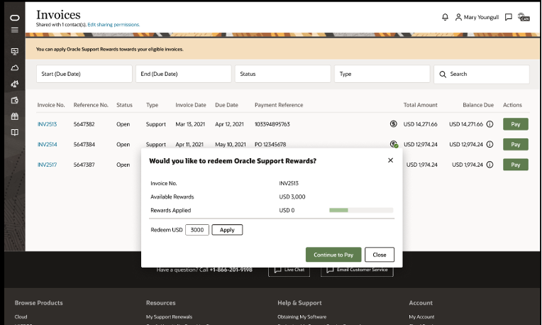 A screenshot of the pop-up window over the Invoices screen.