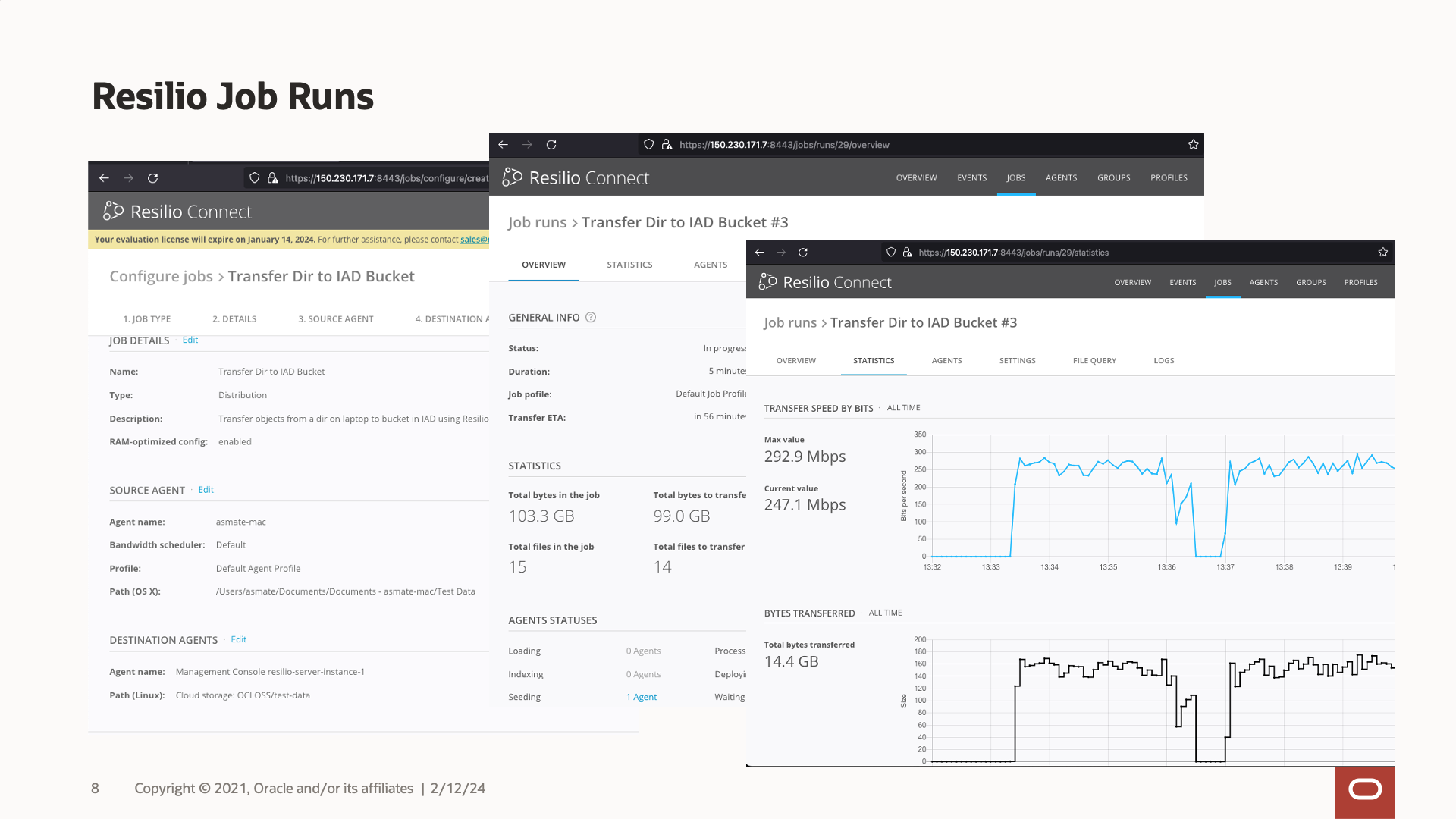 Resilio Management Console: Job Runs view
