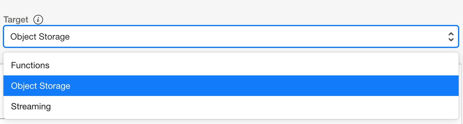 A screenshot of the target menu expanded and Object Storage highlighted.