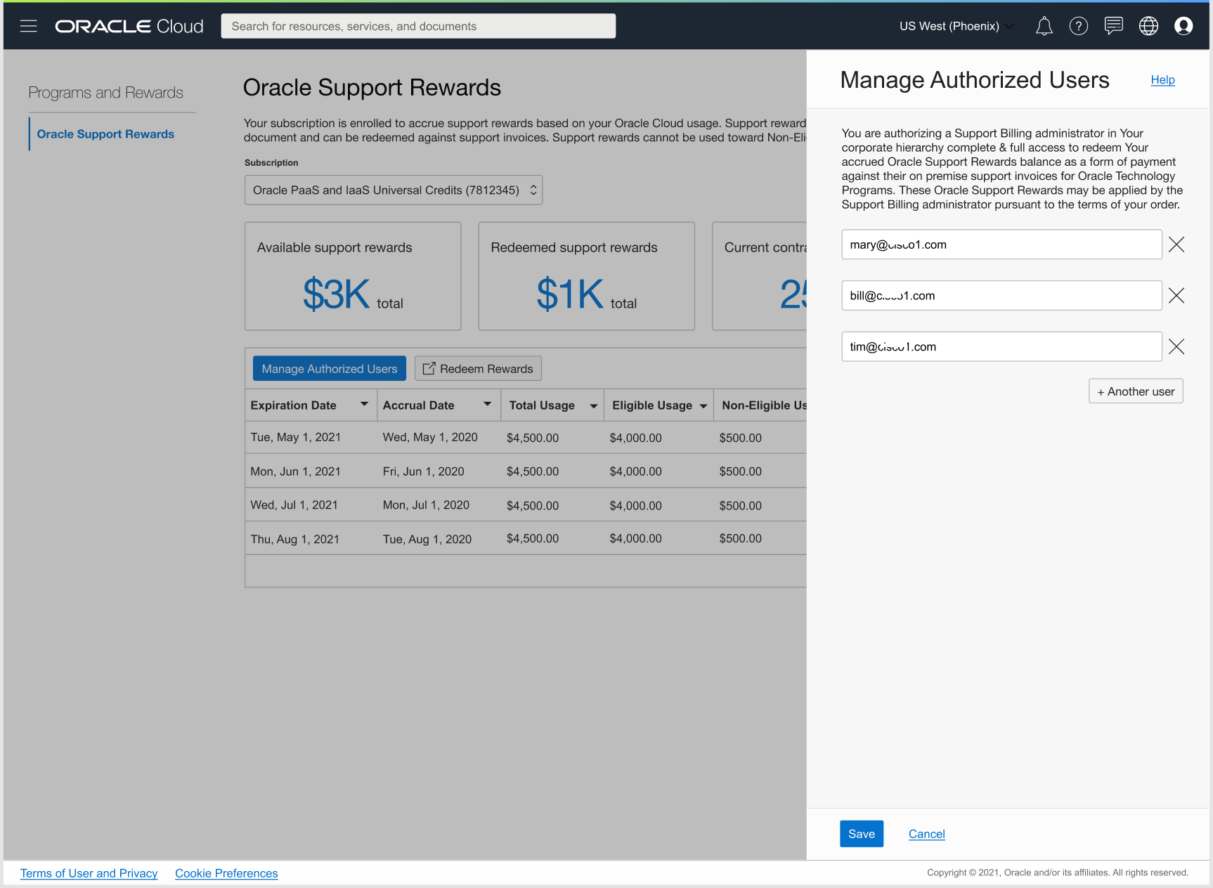 A screenshot of the Manage Authorized Users window.