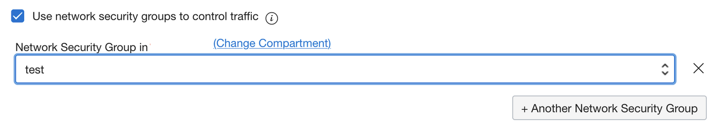 A screenshot of the NSG control configuration.