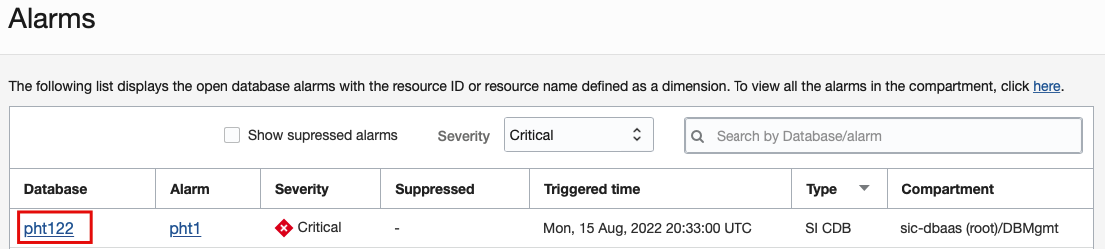 Navigate to Managed Database