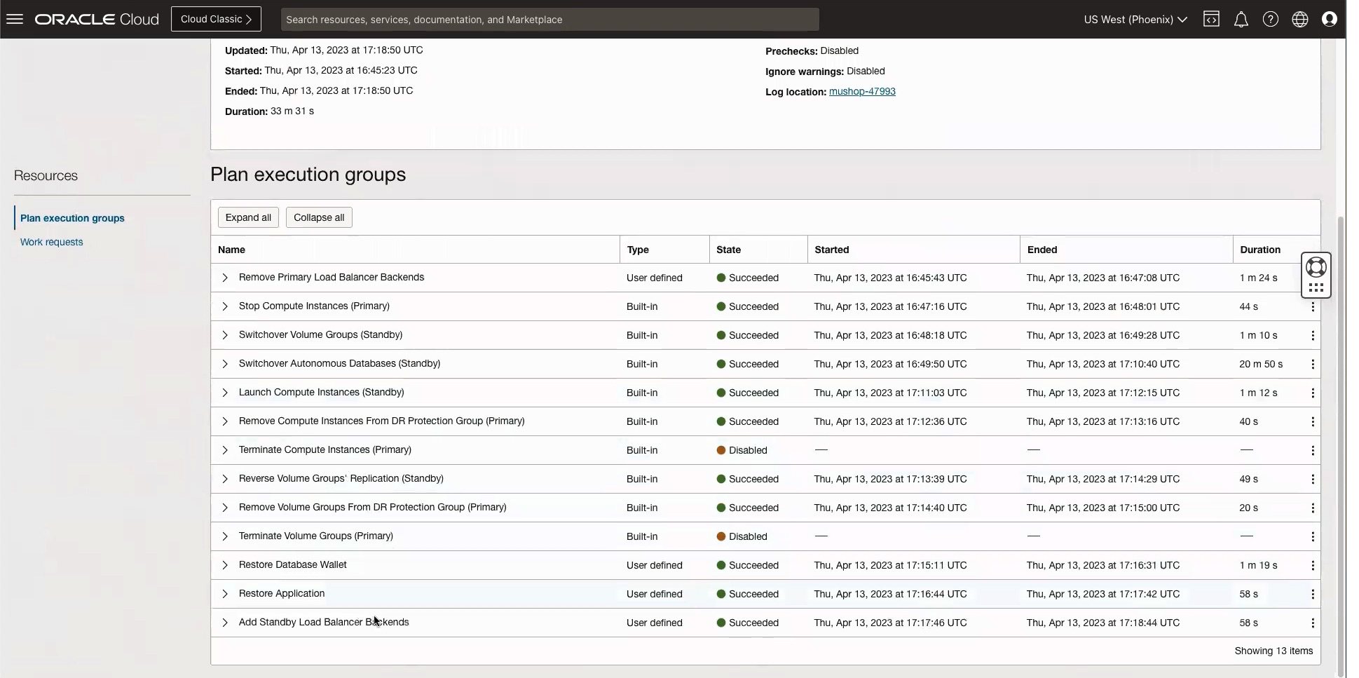 A screenshot of the Plan Execute Groups section in the Console.