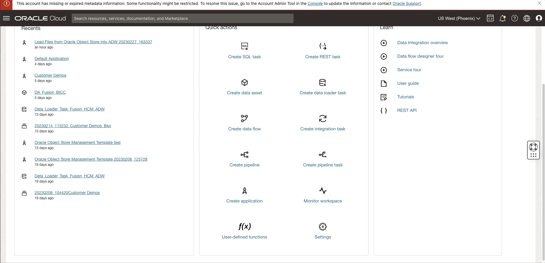 A gif showing the process of choosing and applying an application template.