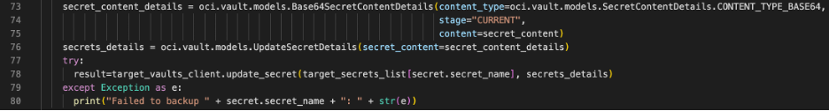 A screenshot of the secret content details in the code.