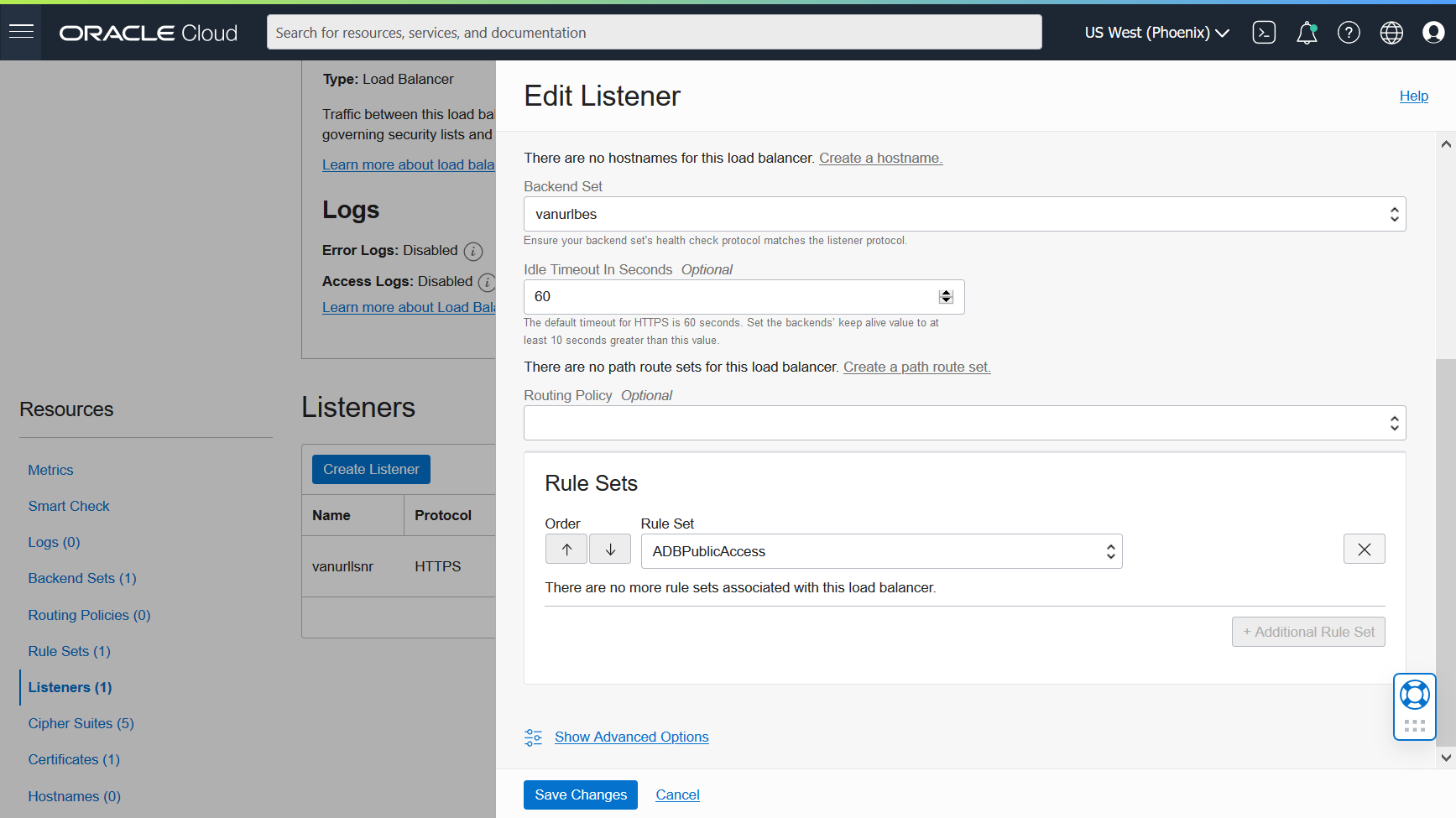 Edit Listener Dialog