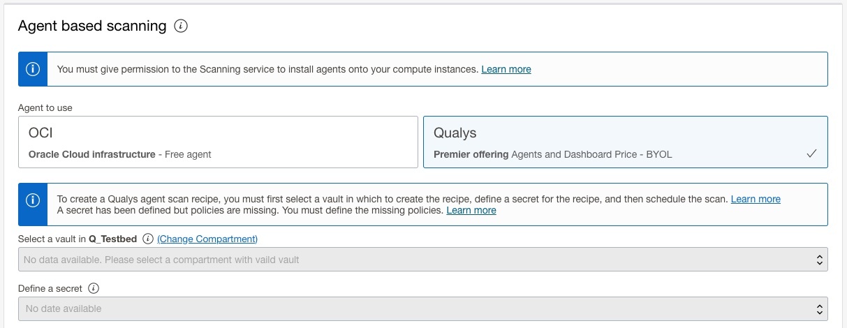 console screenshot showing OCI VSS with Qualys