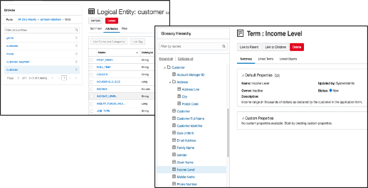 Data Catalog - entities and terms