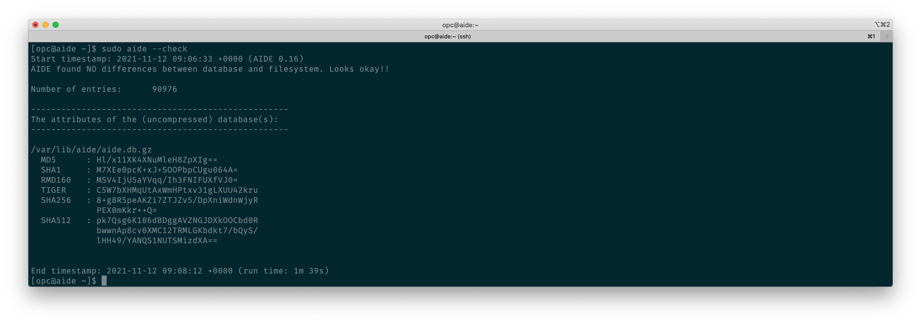 A screenshot of the output without any changes.