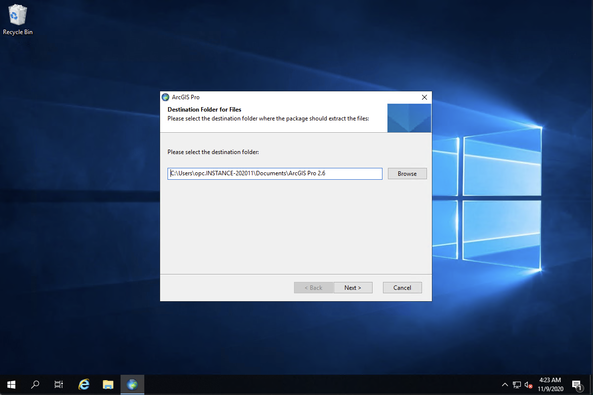 A screenshot that shows an ArcGIS Pro installation screen on Windows OS.
