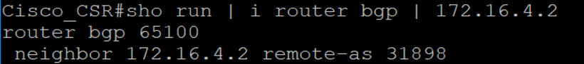 Screenshot that shows the BGP configuration information.