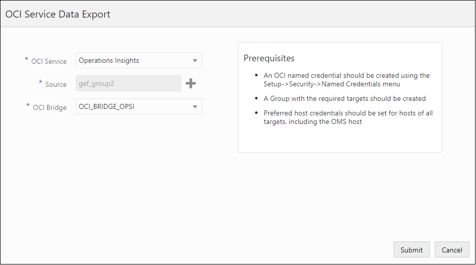 OCI Service Data export