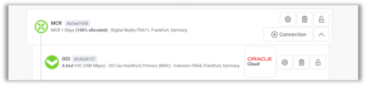 Green icons shown for the connection.