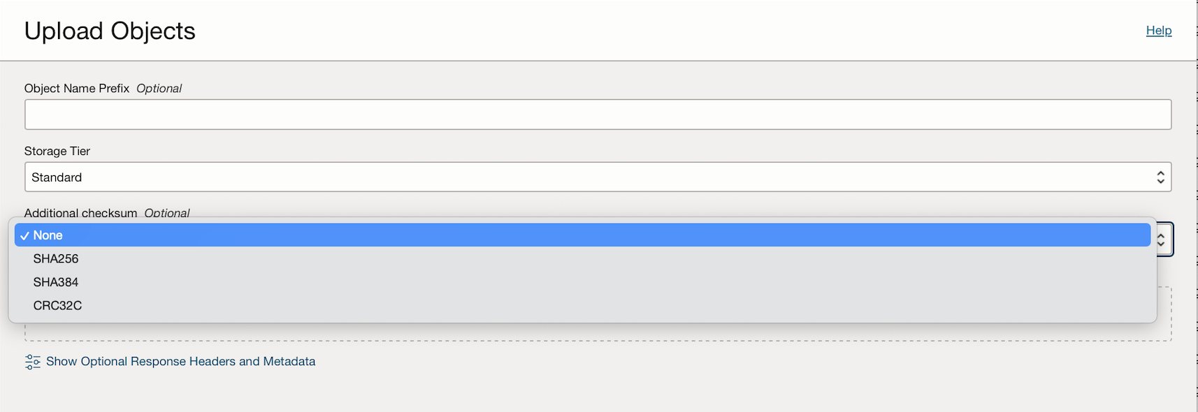 Select checksum algorithm that suits your needs when you upload an object