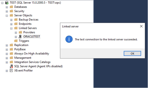 Linked Server test connectivity check