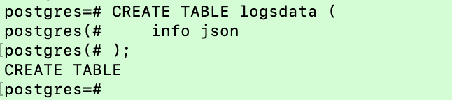 Create the required table