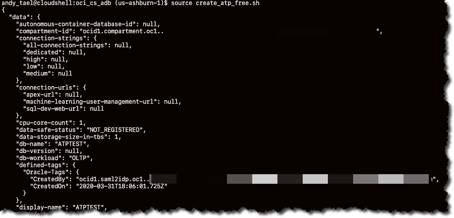 Screenshot that shows the result of running the preceding command.