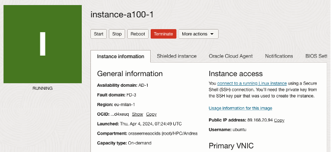 Machine deployment on OCI