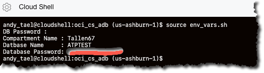 Screenshot that shows running the script in Cloud Shell to set the variables.