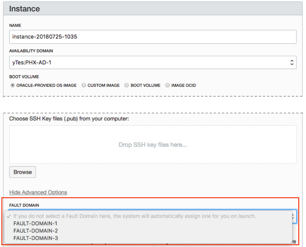 Select fault domain at instance creation