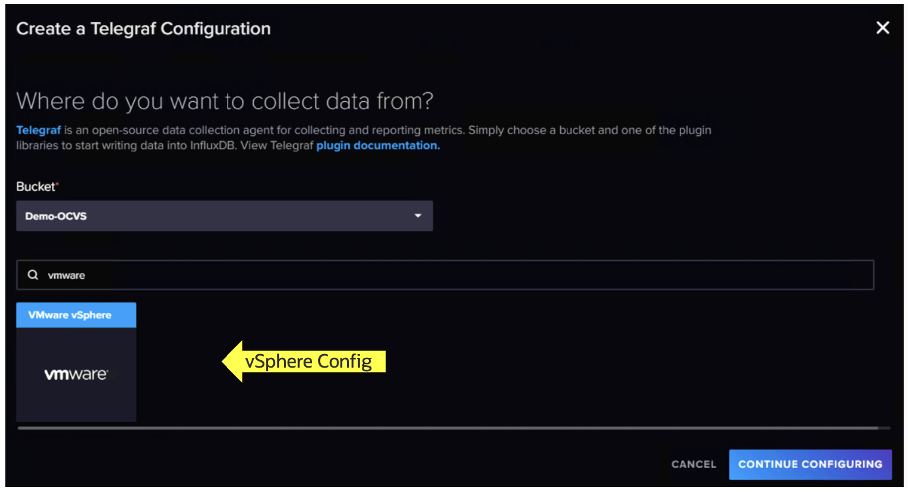 Influx bucket in the Telegraf configuration.