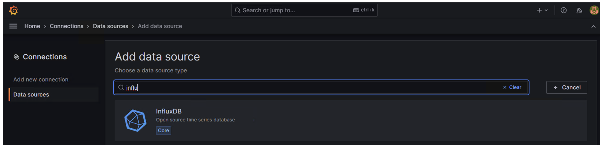 Data source configuration for InfluxDB.