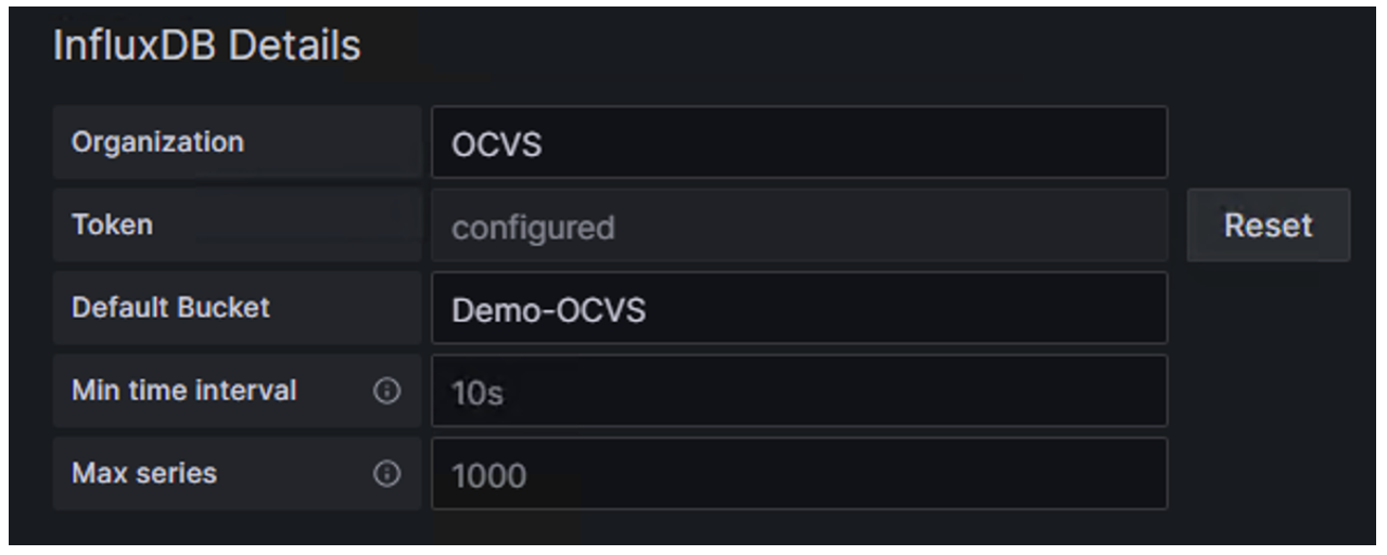 Example InfluxDB details.