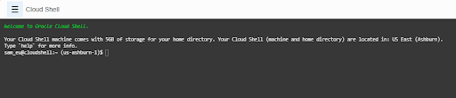 A screenshot of Oracle Cloud Shell.