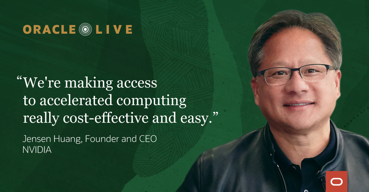 A graphic showing a quote from and a picture of Jensen Huang, Founder and CEO of NVIDIA.