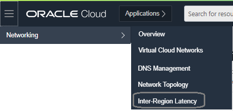 A screenshot of the Networking menu expanding to show Inter-Region Latency circled in gray.