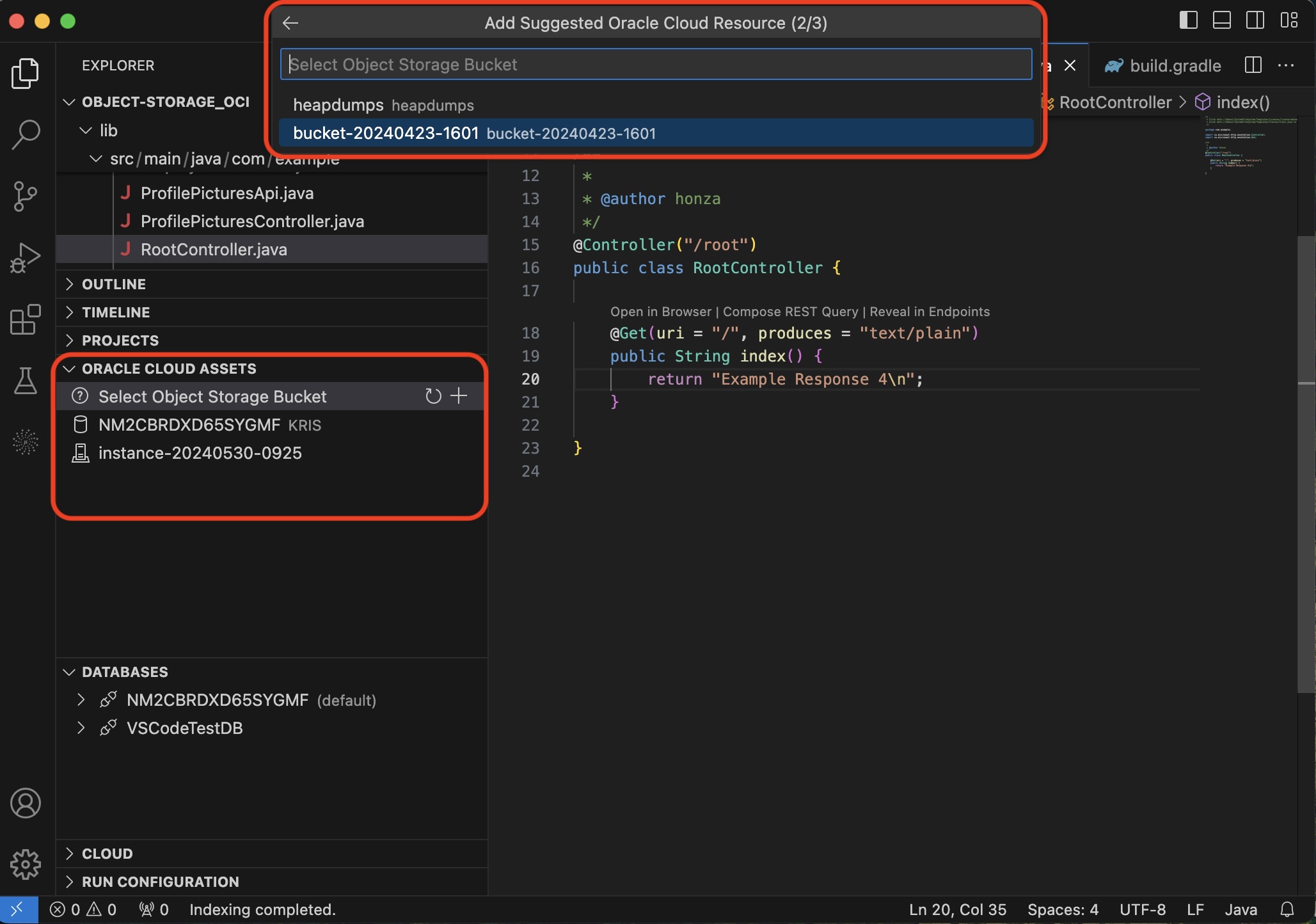 OCI Cloud Asset Selection for inclusion in a project