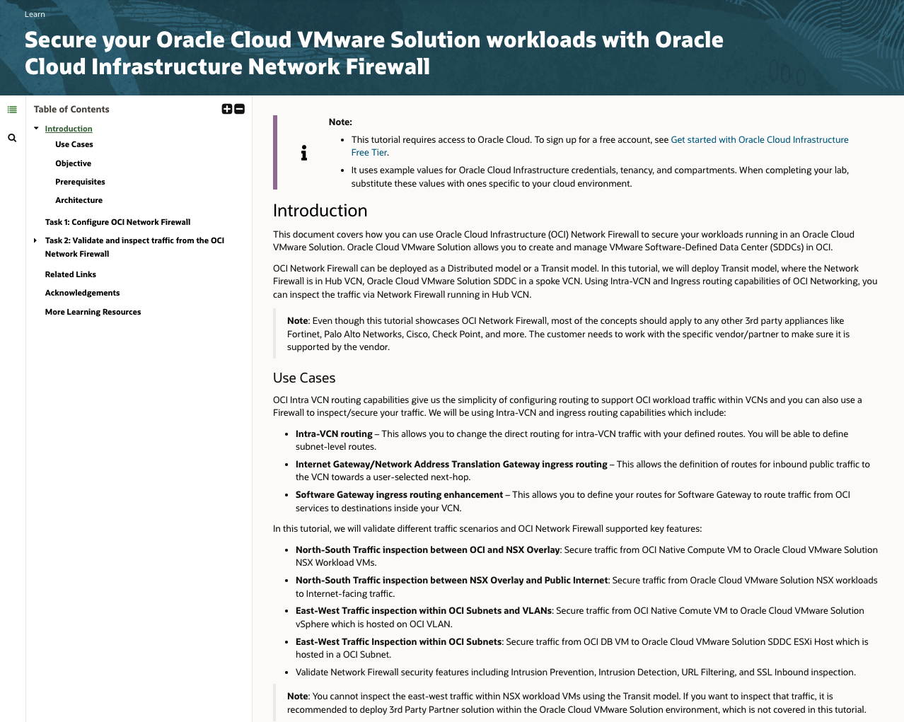 OCVS OCI Network Firewall Use Cases