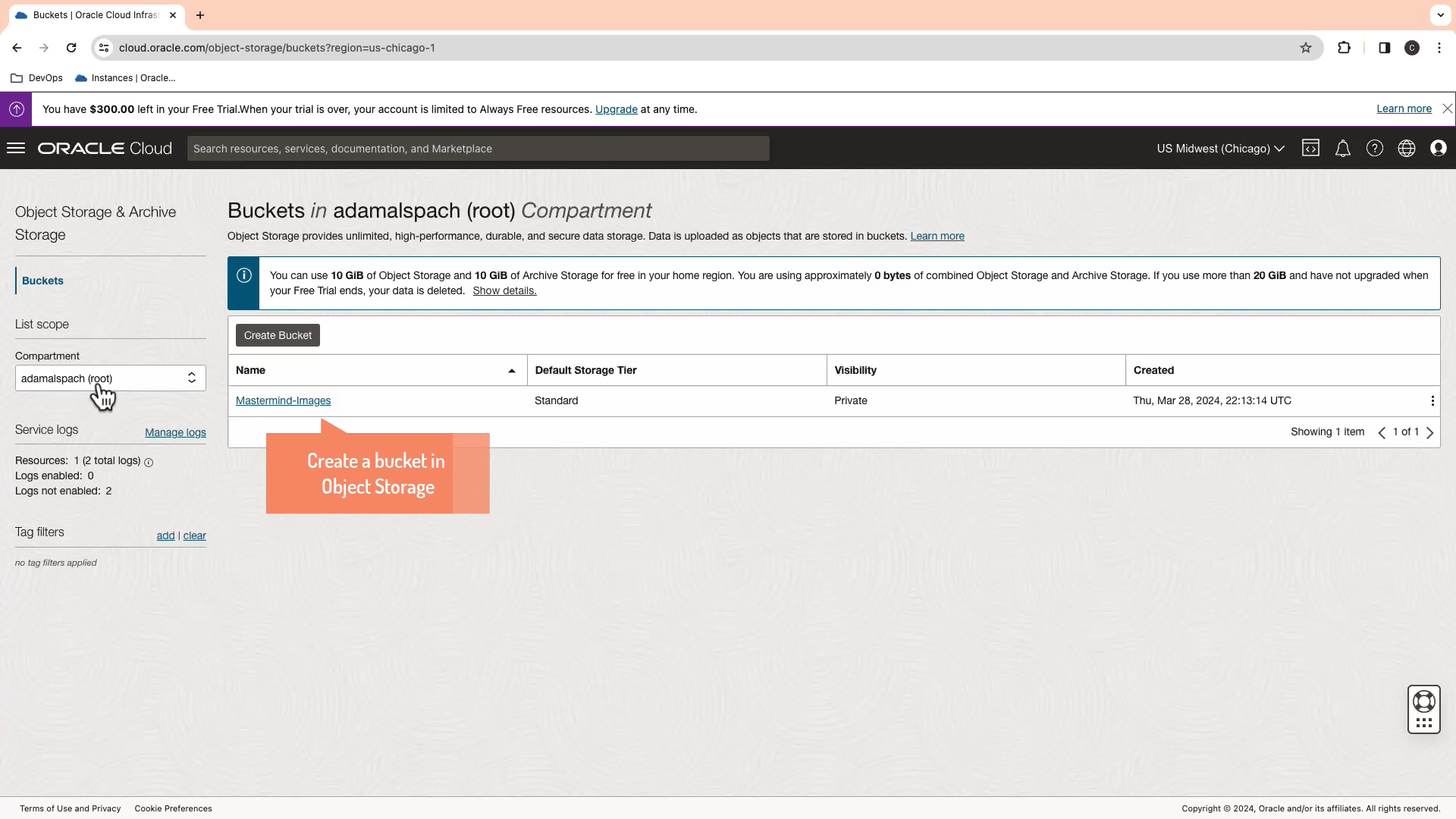 Bucket details of edge image data in OCI object storage within a compartment in Oracle Cloud