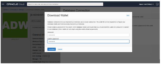 A screenshot of the Download Wallet window with the password filled in.