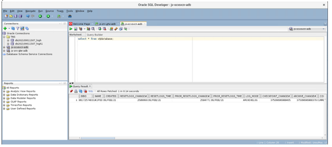 A screenshot of the resulting output in SQL Developer.