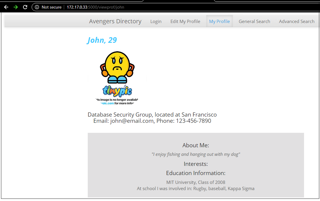 A diagram that illustrates the user profile data retrieved from the Autonomous Database.