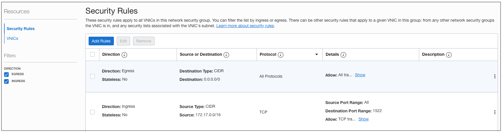 A diagram that illustrates the security rule added to the NSG for the application aerver (overlay VM).
