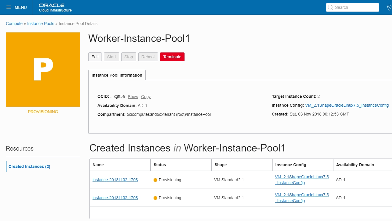 Oracle Instance Pool Provisioning